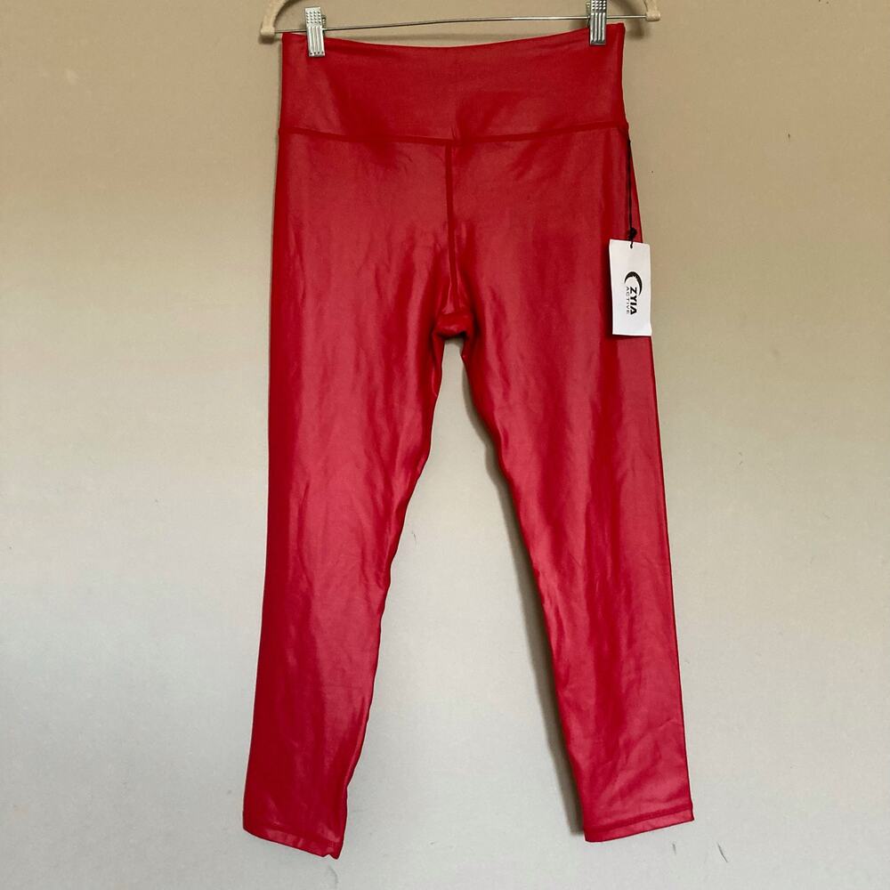 Zyia Red Metallic Light N Tight Hi-Rise Leggings 7/8 24” Size 12